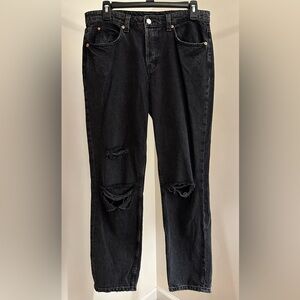 H&M Women’s Black Ripped Boyfriend Jeans